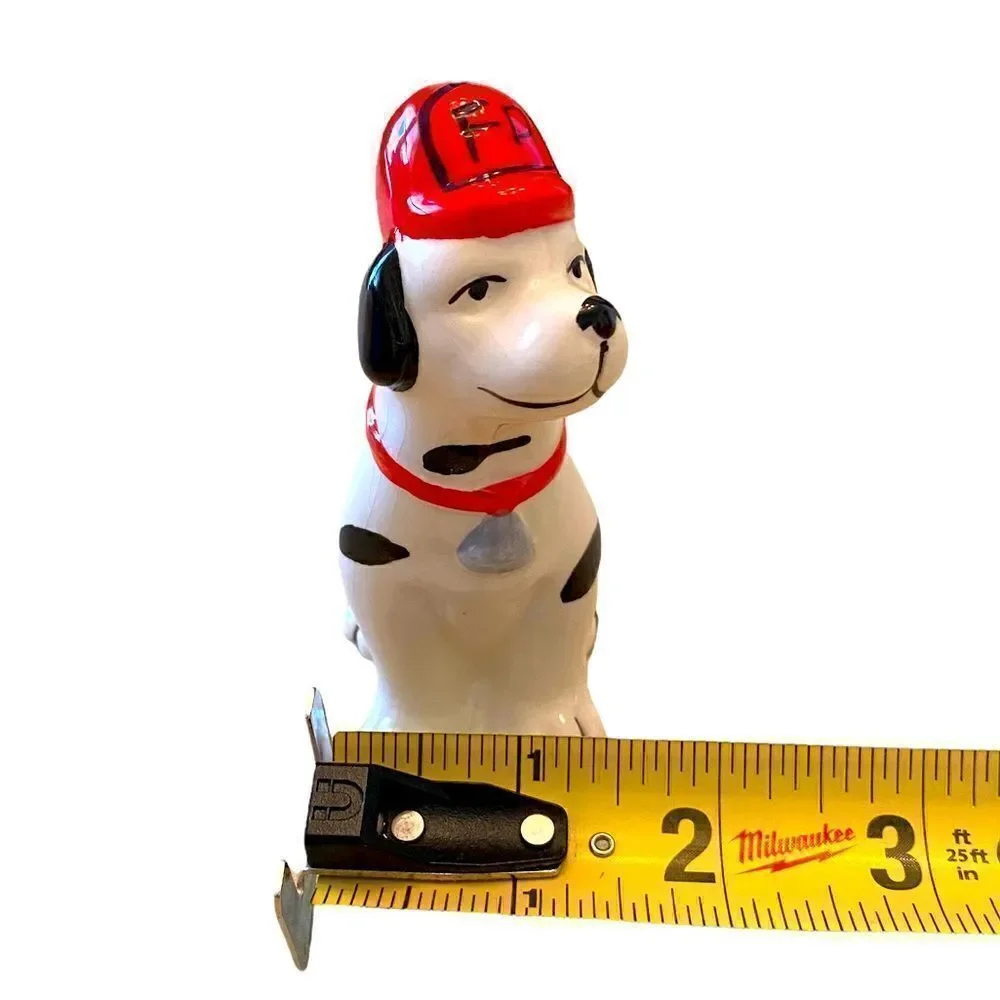 Salt And Pepper Ceramic Shakers Red Fire Hydrant & Dalmatian Dog